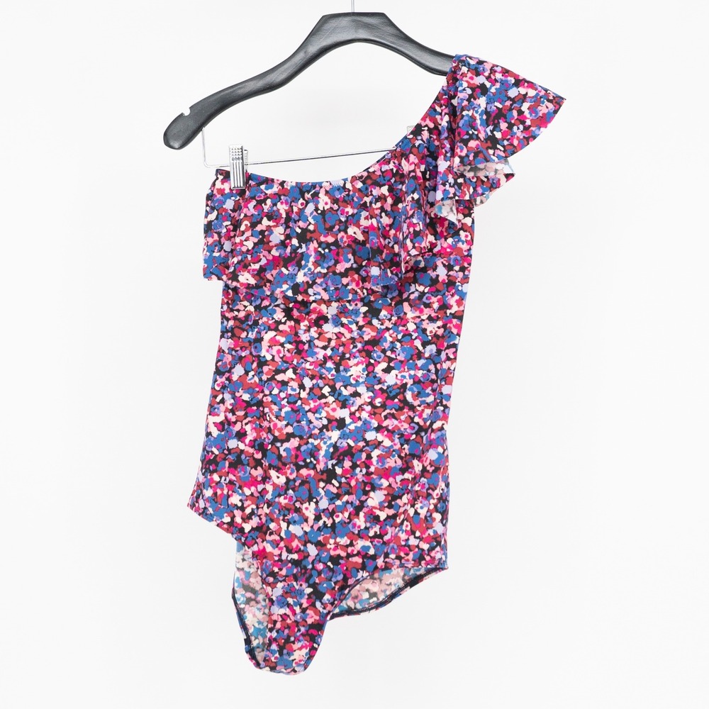 Isabel Marant Sicilya One Shoulder Ruffled Printed Bathing Swimsuit 38
